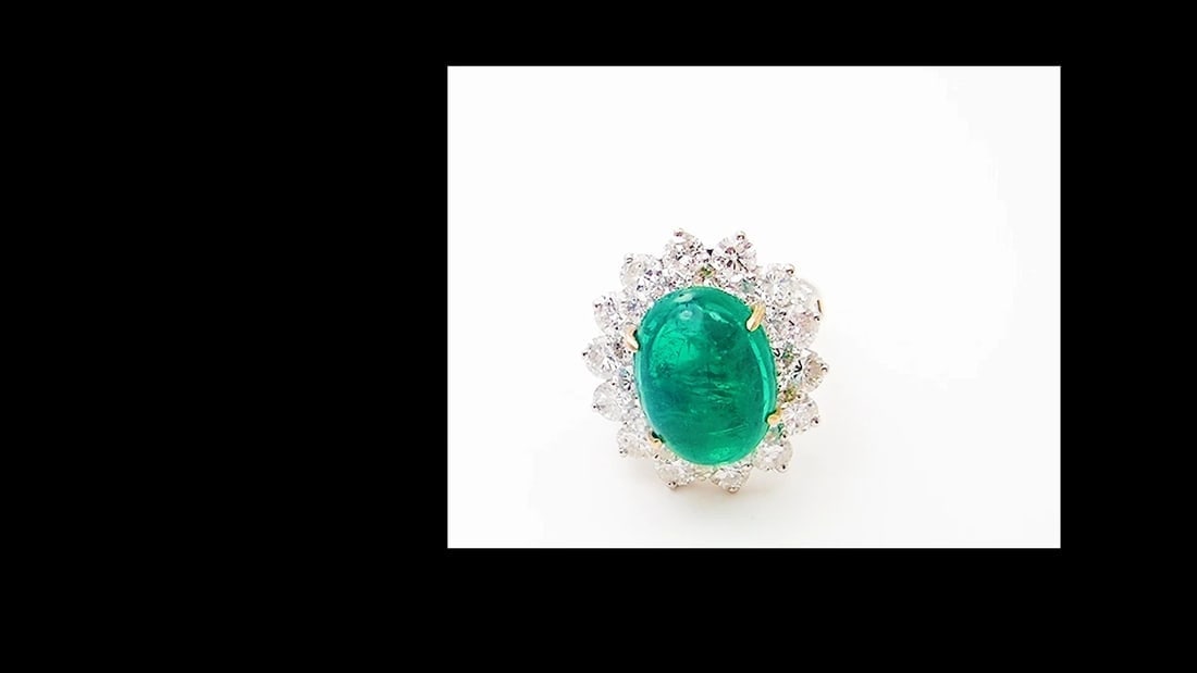 Authentic Craig Drake 18k White Gold Large 10.97ct Emerald Diamond Cocktail Ring - 2