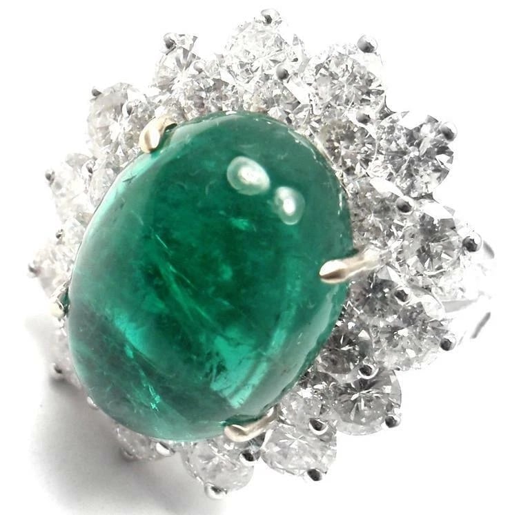 Authentic Craig Drake 18k White Gold Large 10.97ct Emerald Diamond Cocktail Ring - 4