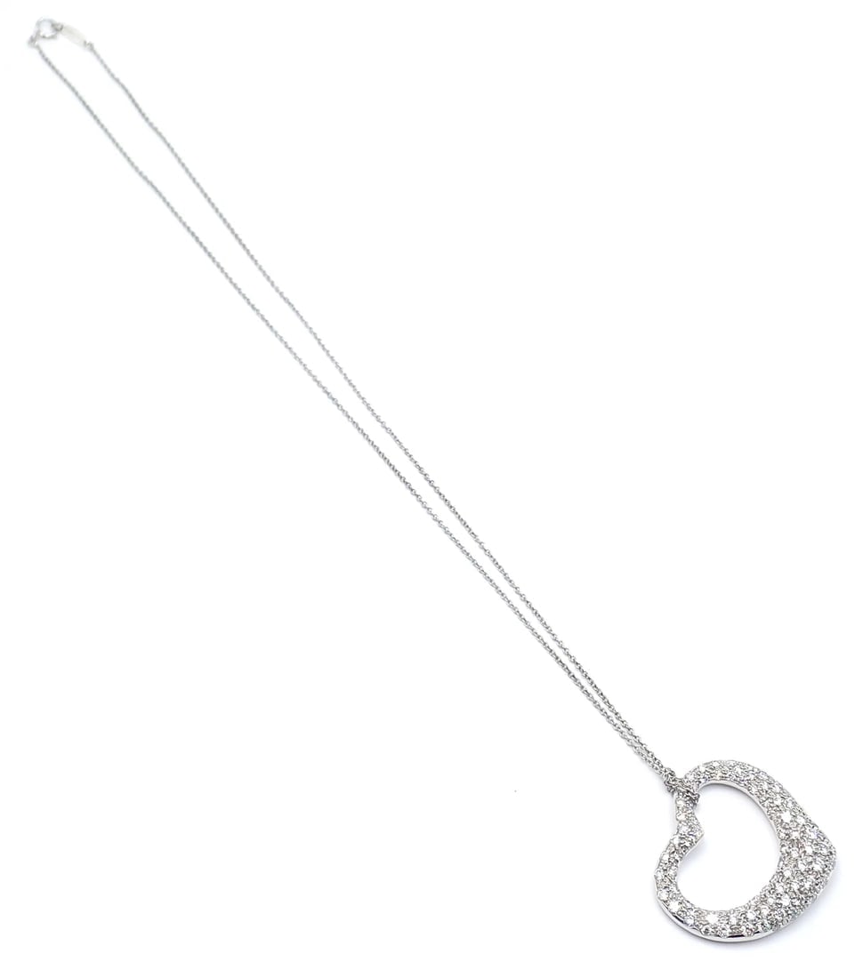 Authentic Tiffany & Co Peretti Platinum Diamond Large Open Heart Necklace $26000 - 6