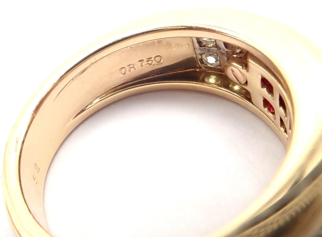 Authentic Cartier Diabolo 18k Yellow Gold Diamond Invisible Ruby Band Ring - 6