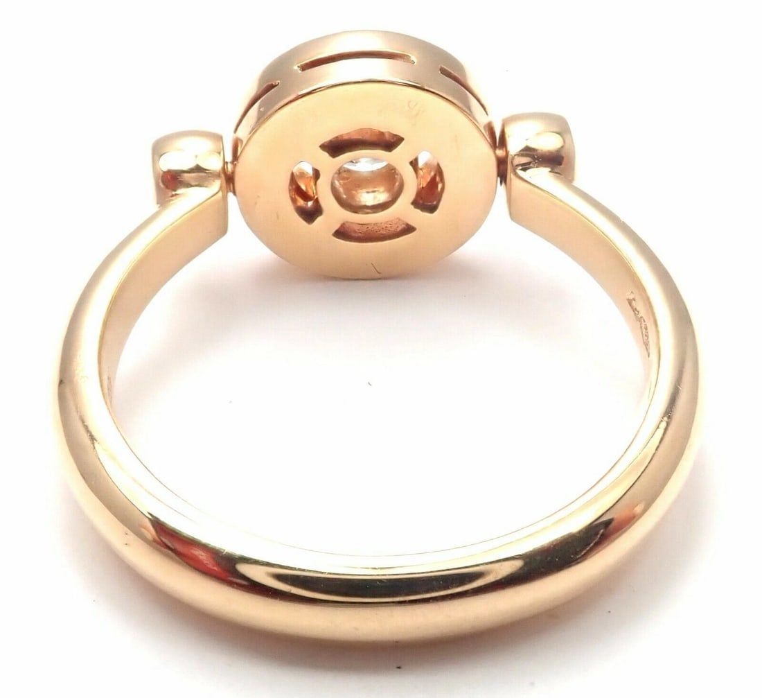 Authentic! BULGARI BVLGARI 18k Rose Gold Diamond Flip Ring Size 5.75 - 5