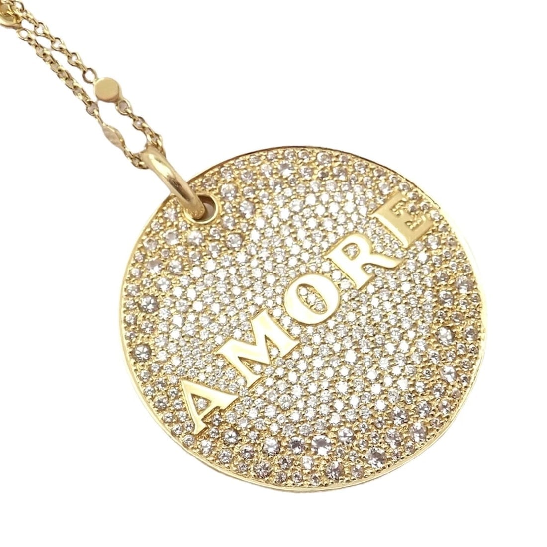 Pasquale Bruni 18k Yellow Gold Large Diamond + Sapphire Amore Pendant Necklace - 14