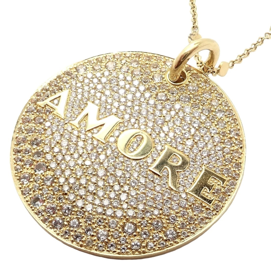 Pasquale Bruni 18k Yellow Gold Large Diamond + Sapphire Amore Pendant Necklace - 16