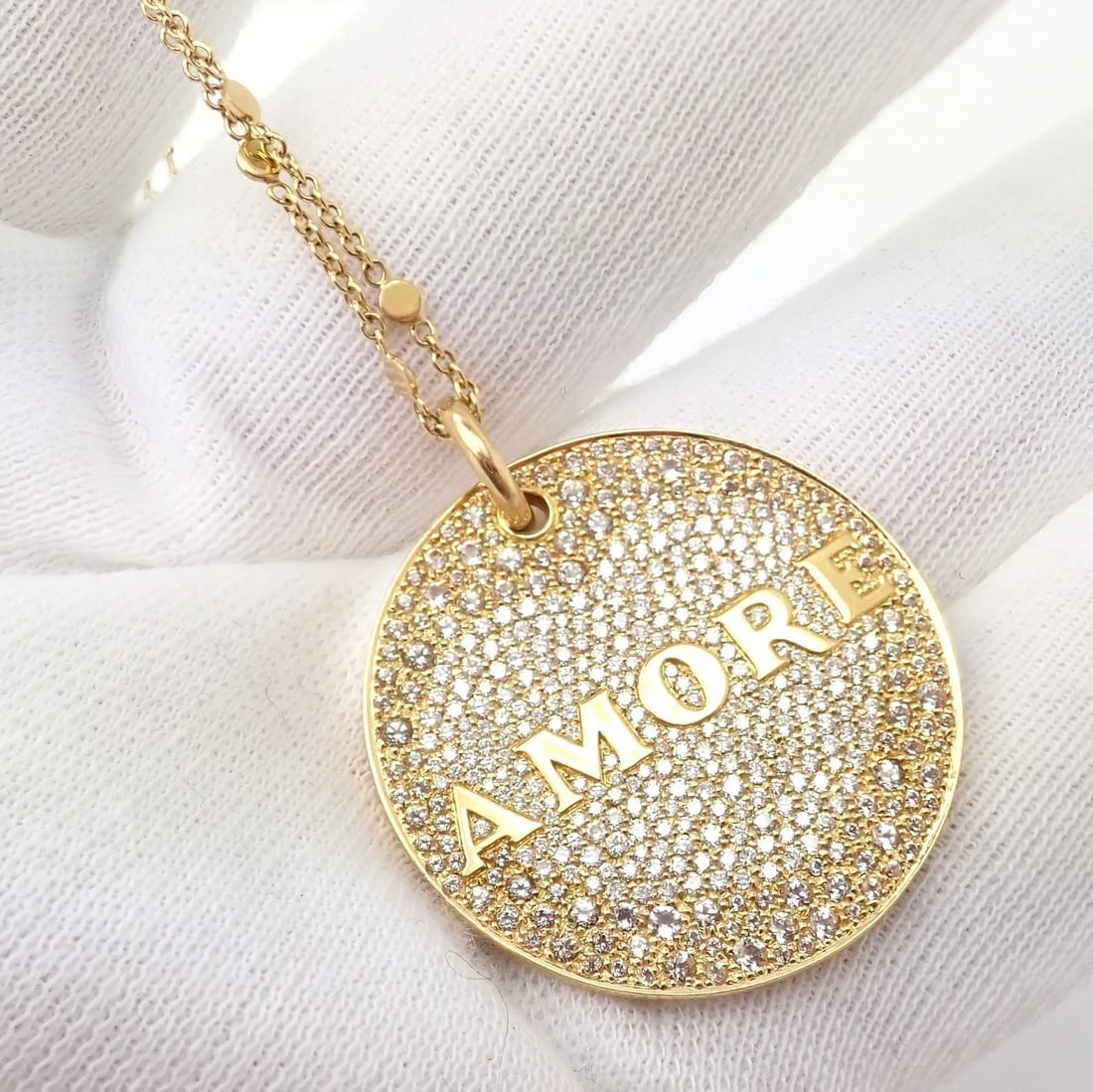 Pasquale Bruni 18k Yellow Gold Large Diamond + Sapphire Amore Pendant Necklace - 4