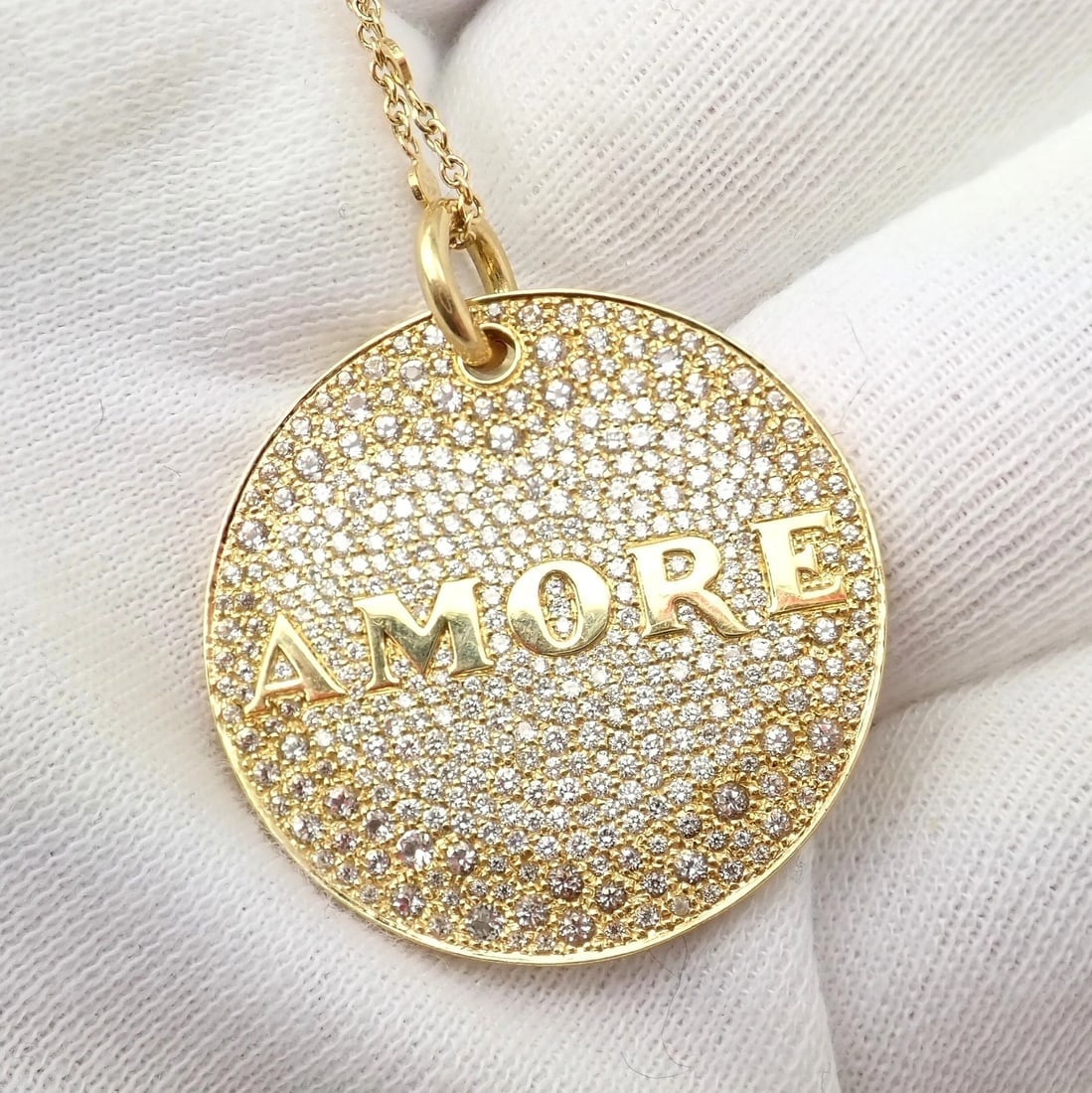 Pasquale Bruni 18k Yellow Gold Large Diamond + Sapphire Amore Pendant Necklace - 9