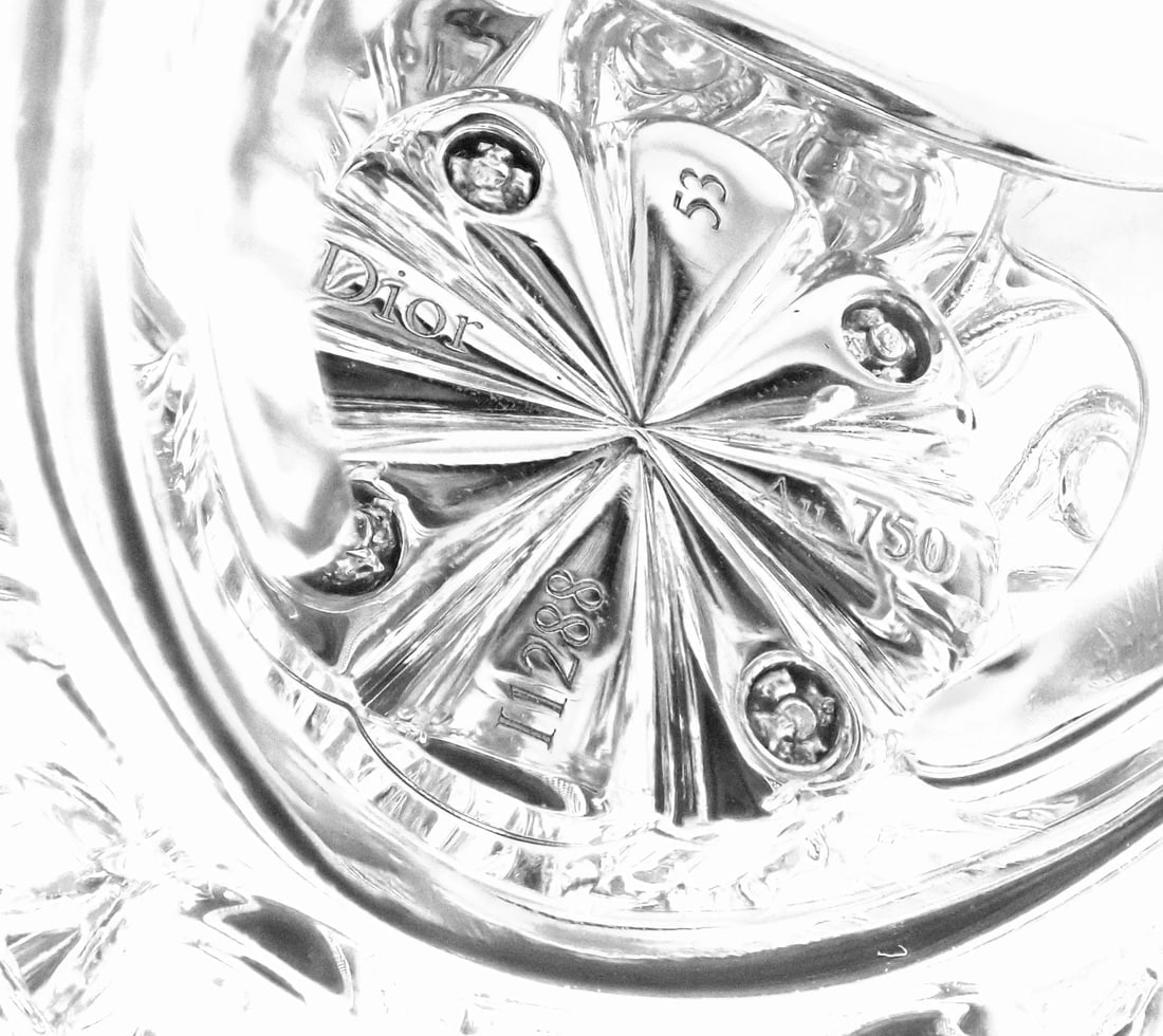 Authentic! Christian Dior 18k White Gold 6.5ct Diamond Large Flower Ring - 9