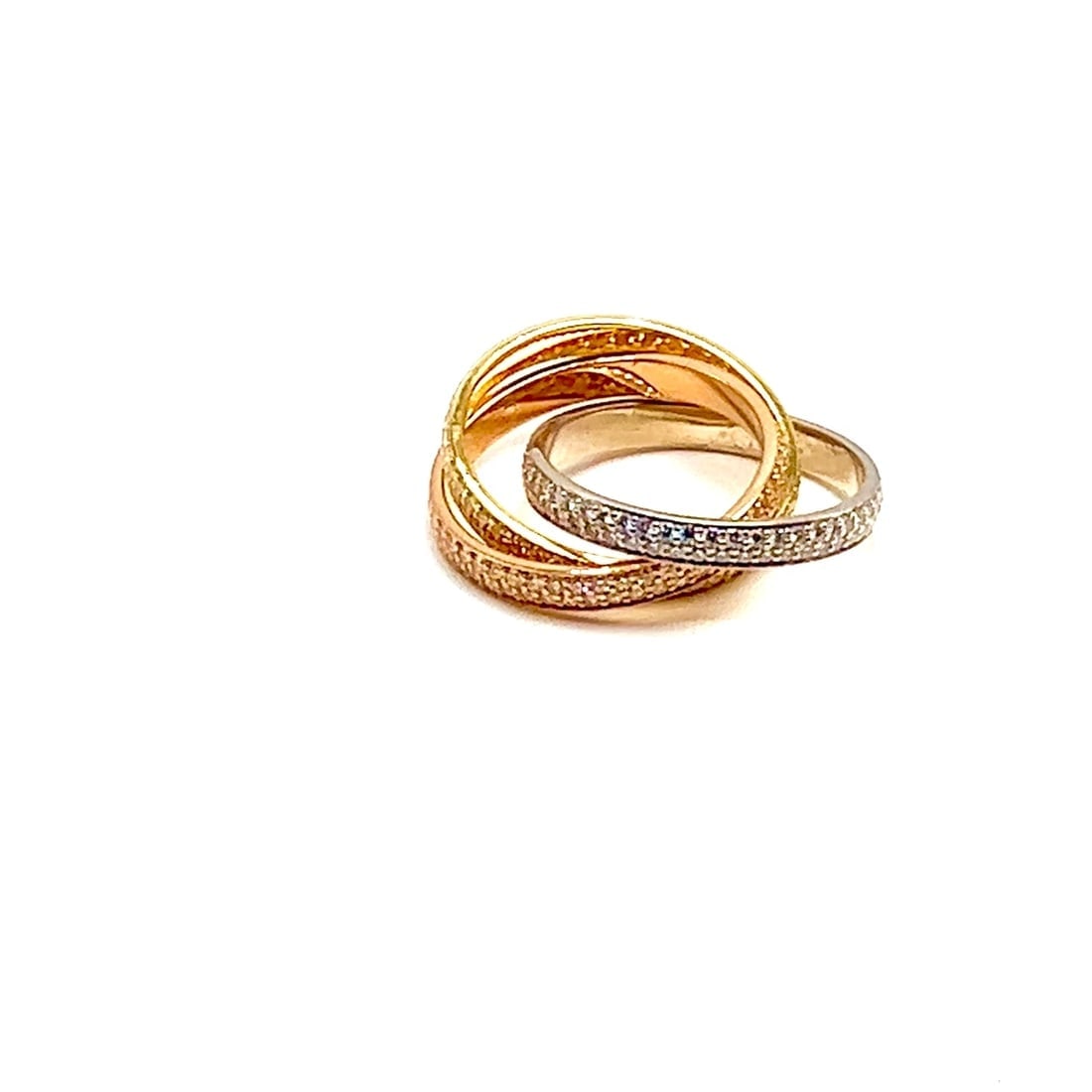 Authentic! Cartier Trinity 18k Gold Diamond Small Model Band Ring Size 51 Cert - 2