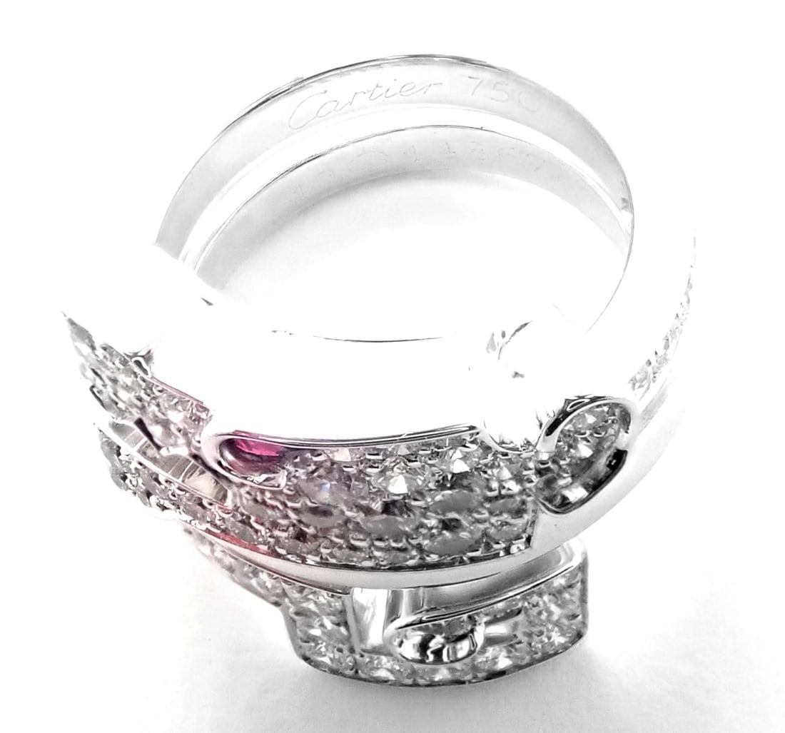 Authentic! Cartier Le Baiser Du Dragon 18k White Gold Diamond Ruby Ring Paper - 9