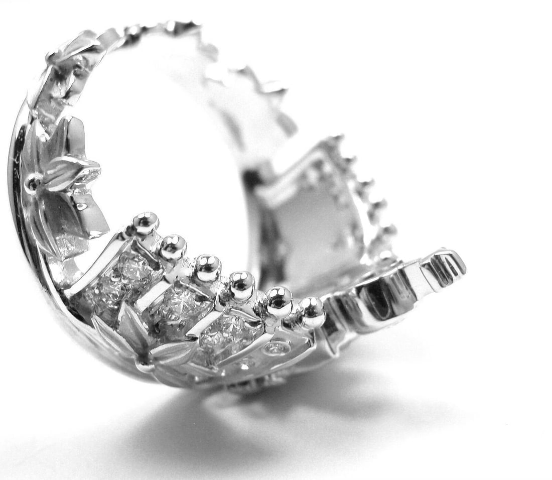 New! Authentic! Carrera Y Carrera 18k White Gold Mi Princess Crown Diamond Ring - 3
