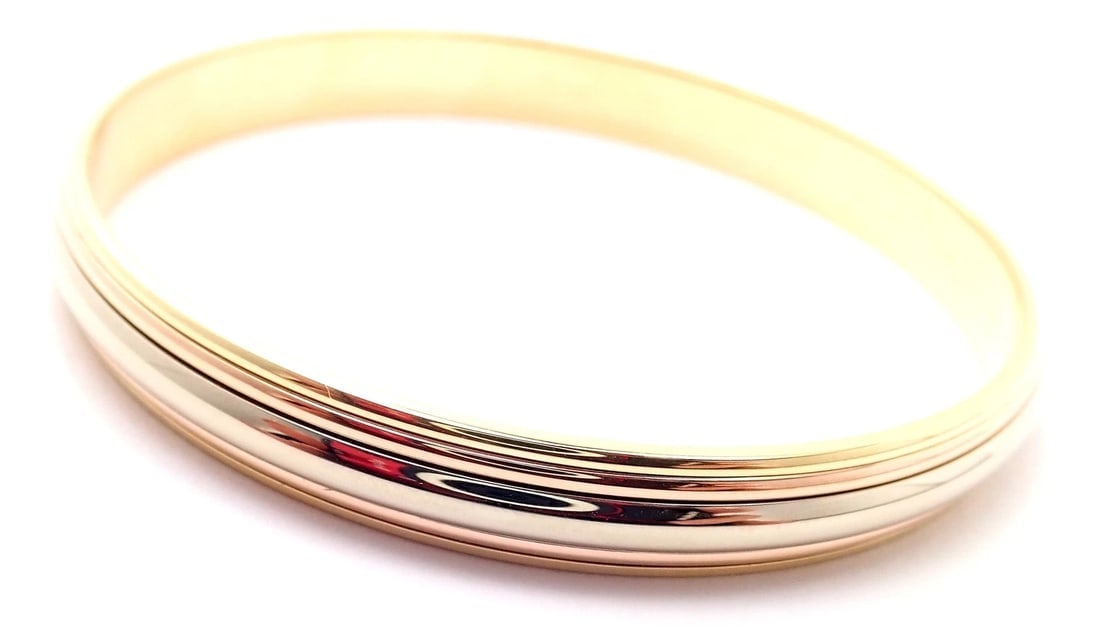 Rare! Cartier 18k Tricolor Gold Slip-On Bangle Bracelet 1990 - 11