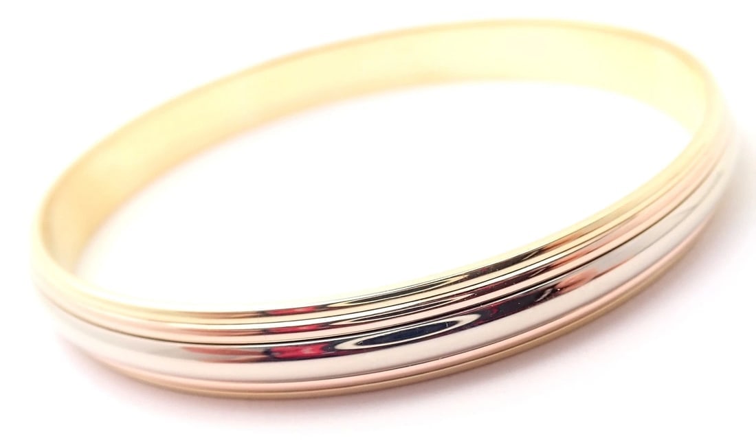 Rare! Cartier 18k Tricolor Gold Slip-On Bangle Bracelet 1990 - 3
