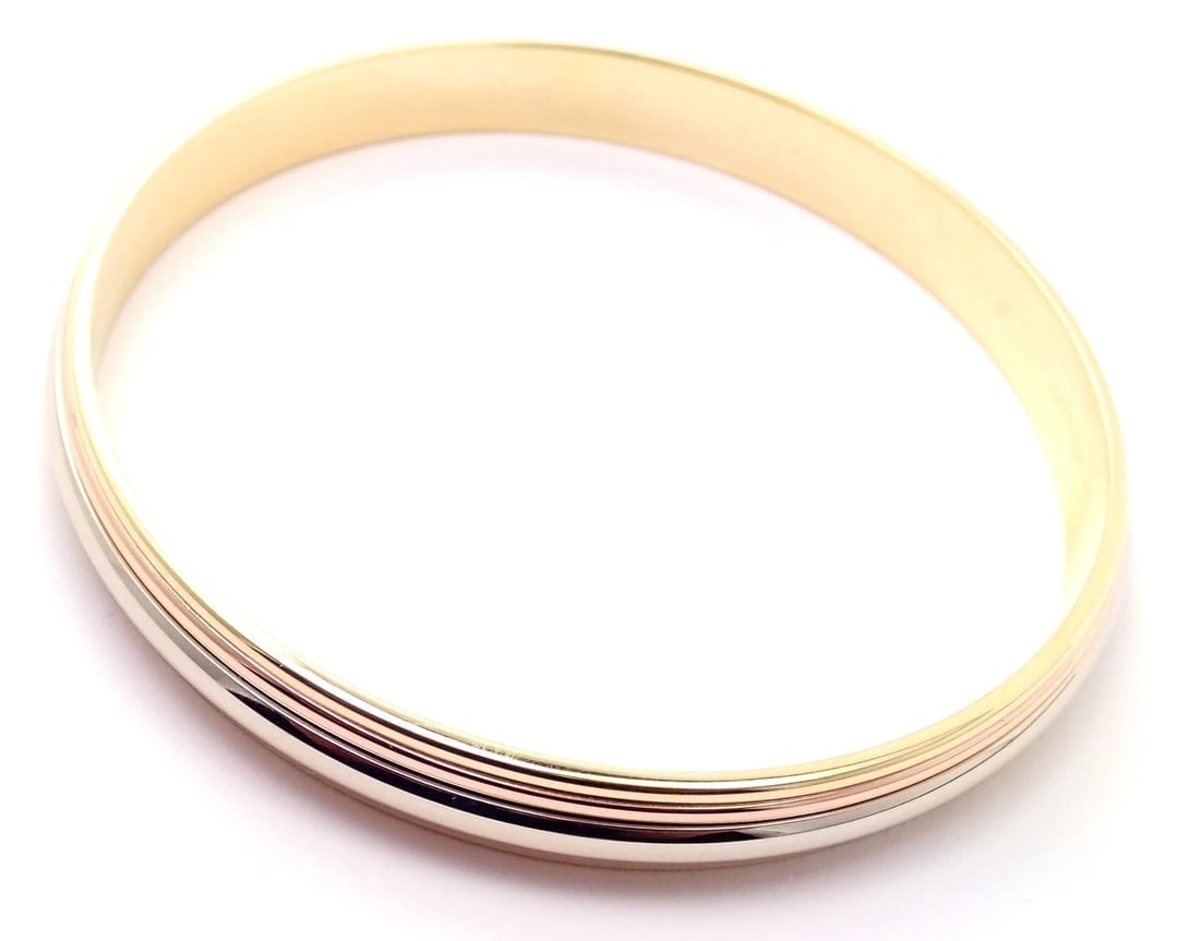 Rare! Cartier 18k Tricolor Gold Slip-On Bangle Bracelet 1990 - 4