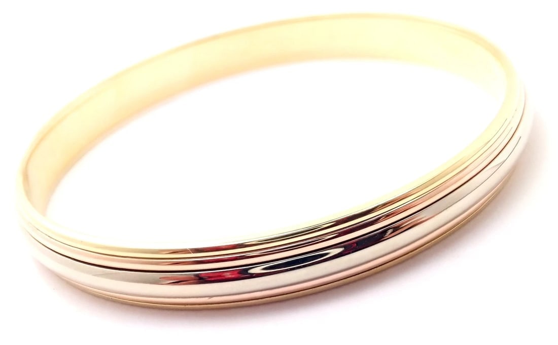 Rare! Cartier 18k Tricolor Gold Slip-On Bangle Bracelet 1990 - 9