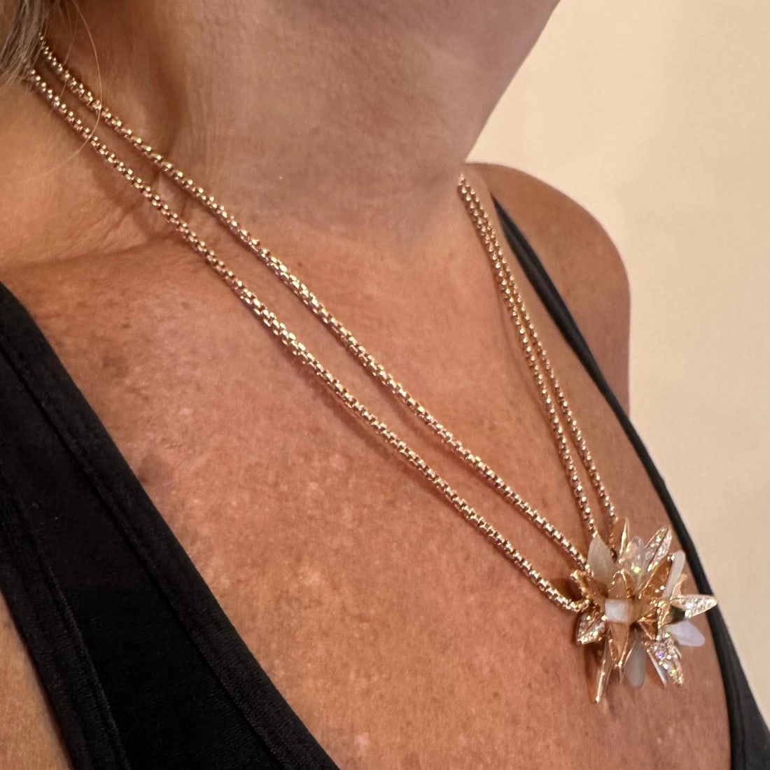 Cartier 18k Rose Gold Limited Edition Diamond Meterore Fractal Pendant Necklace - 19