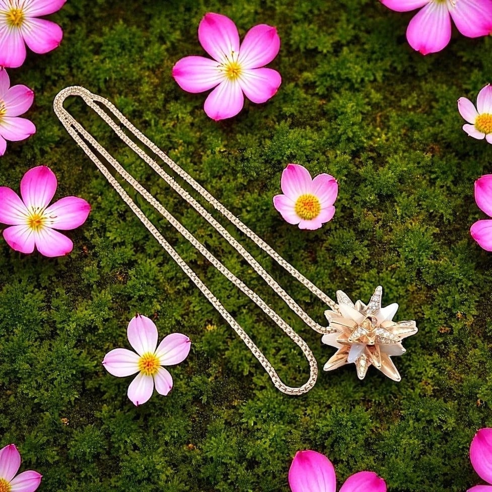 Cartier 18k Rose Gold Limited Edition Diamond Meterore Fractal Pendant Necklace - 2