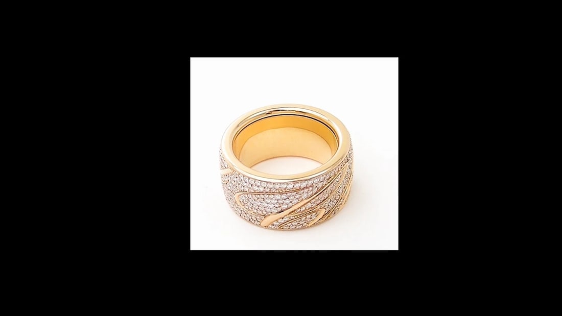 Chopard Chopardissimo 18k Yellow Gold Pave Diamond Signature Band Ring Box Paper - 2