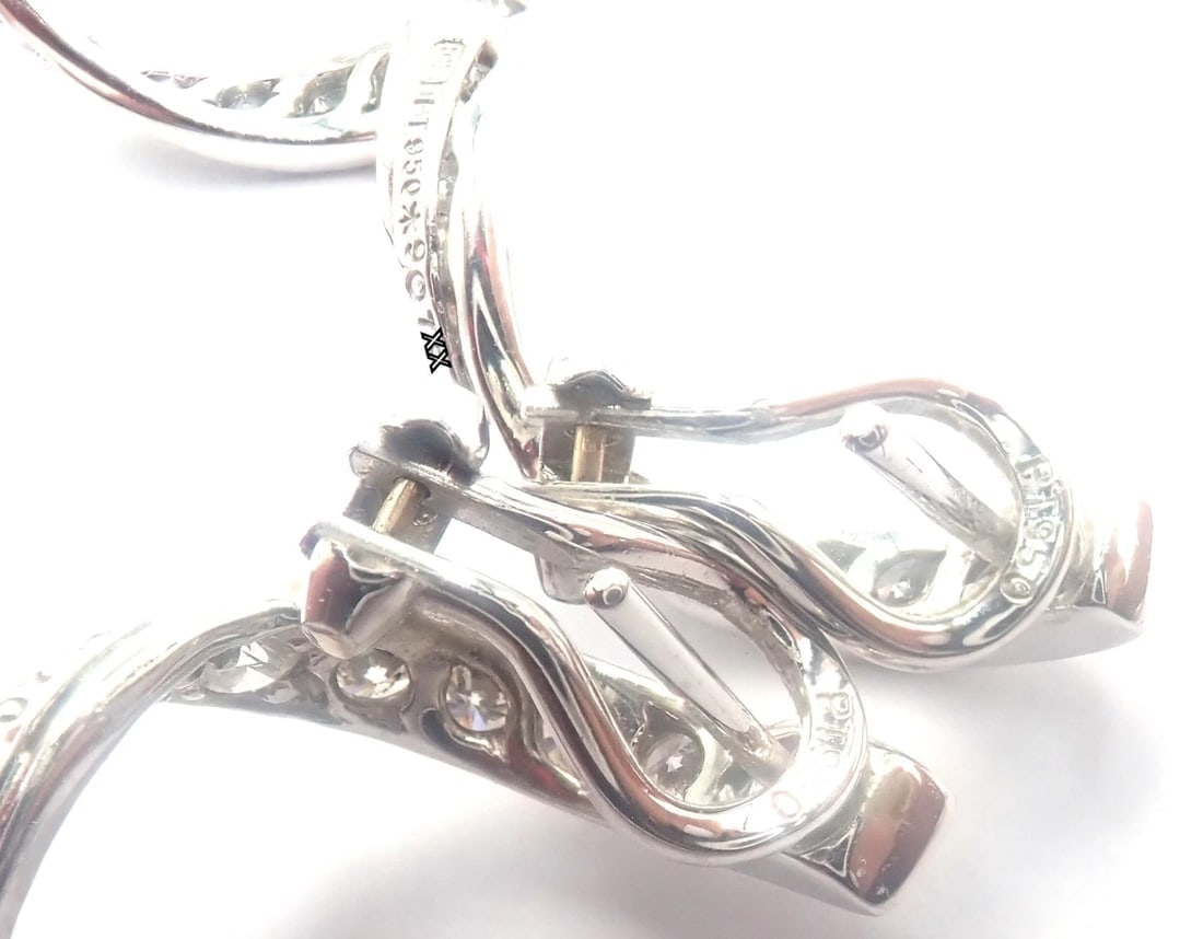 Authentic! Harry Winston Platinum Diamond Twisted Long Hanging Drop Earrings - 7