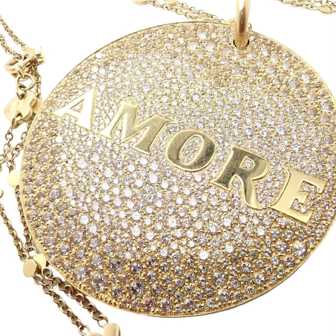 Pasquale Bruni 18k Yellow Gold Extra Large Diamond + Sapp Amore Pendant Necklace - 15