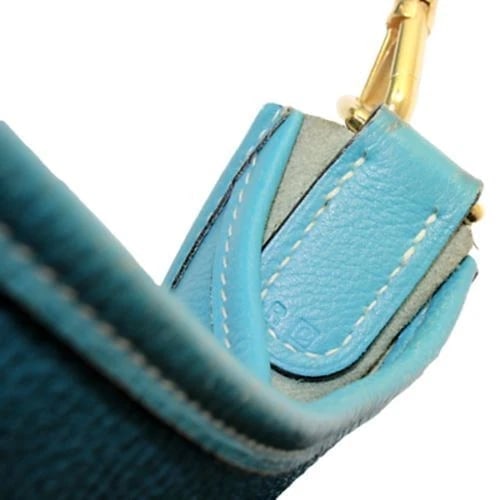 Authentic! Hermes Evelyne Blue Jean Clemence Leather GM Handbag Purse - 10