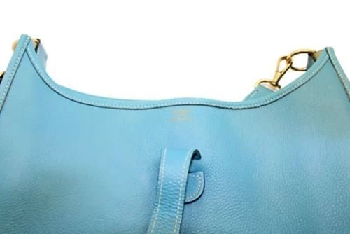 Authentic! Hermes Evelyne Blue Jean Clemence Leather GM Handbag Purse - 7