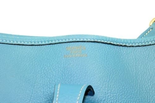 Authentic! Hermes Evelyne Blue Jean Clemence Leather GM Handbag Purse - 8