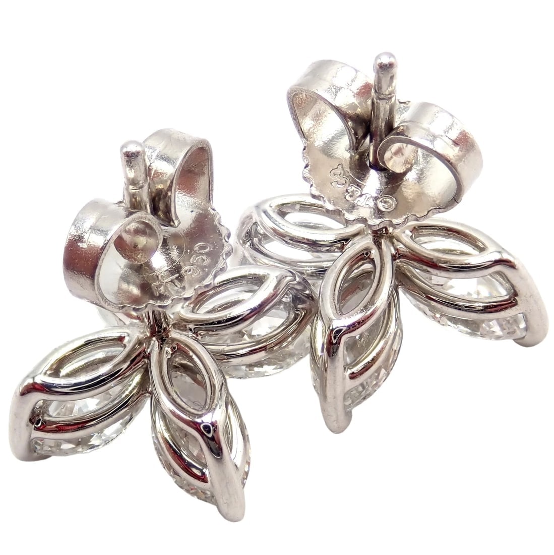 Authentic! Tiffany & Co Platinum Victoria Marquise Cut Diamond Large Earrings - 3