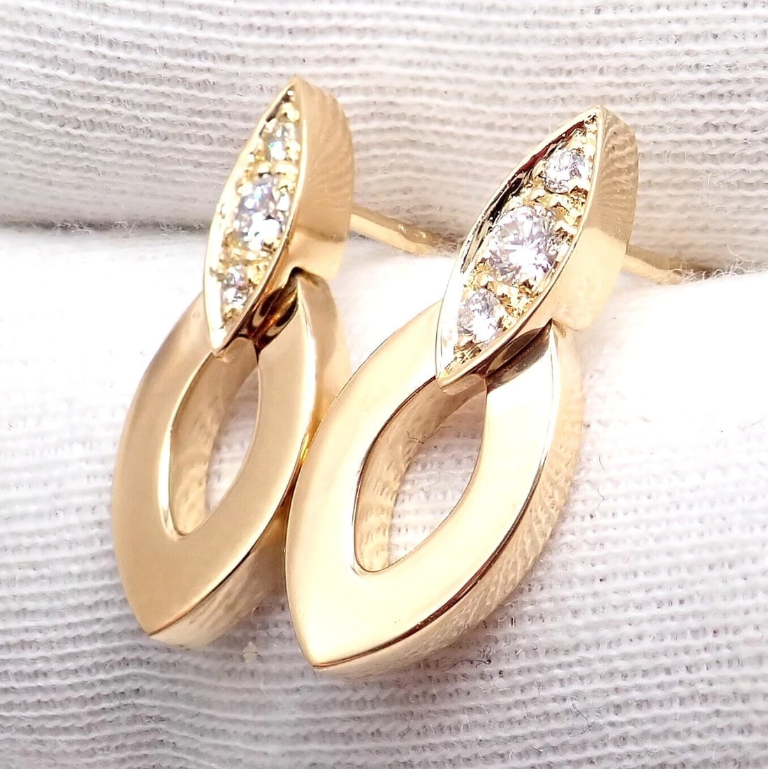 Authentic! Cartier 18K Yellow Gold Diamond Diadea Link Bracelet Earrings Set - 13