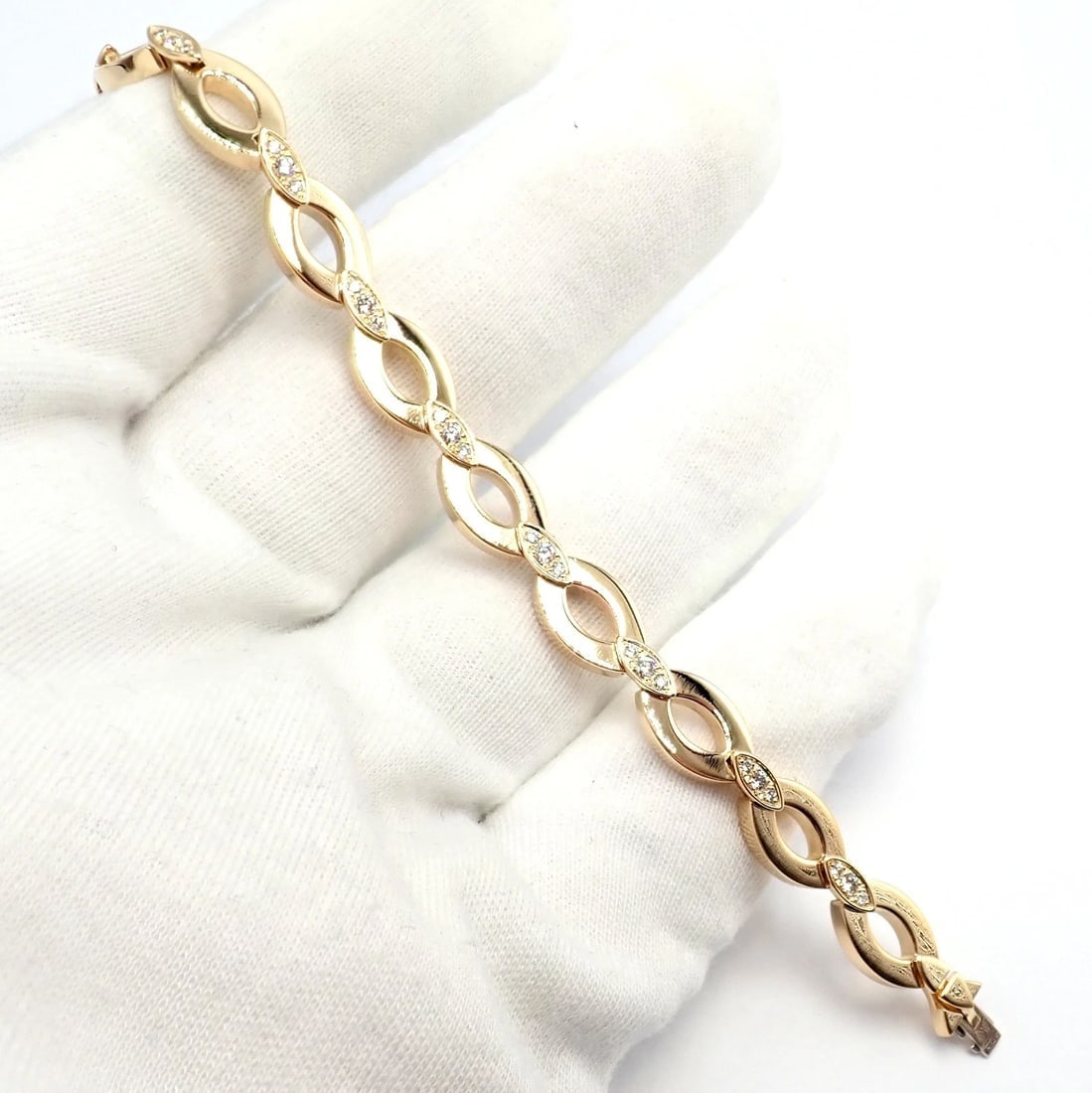 Authentic! Cartier 18K Yellow Gold Diamond Diadea Link Bracelet Earrings Set - 4