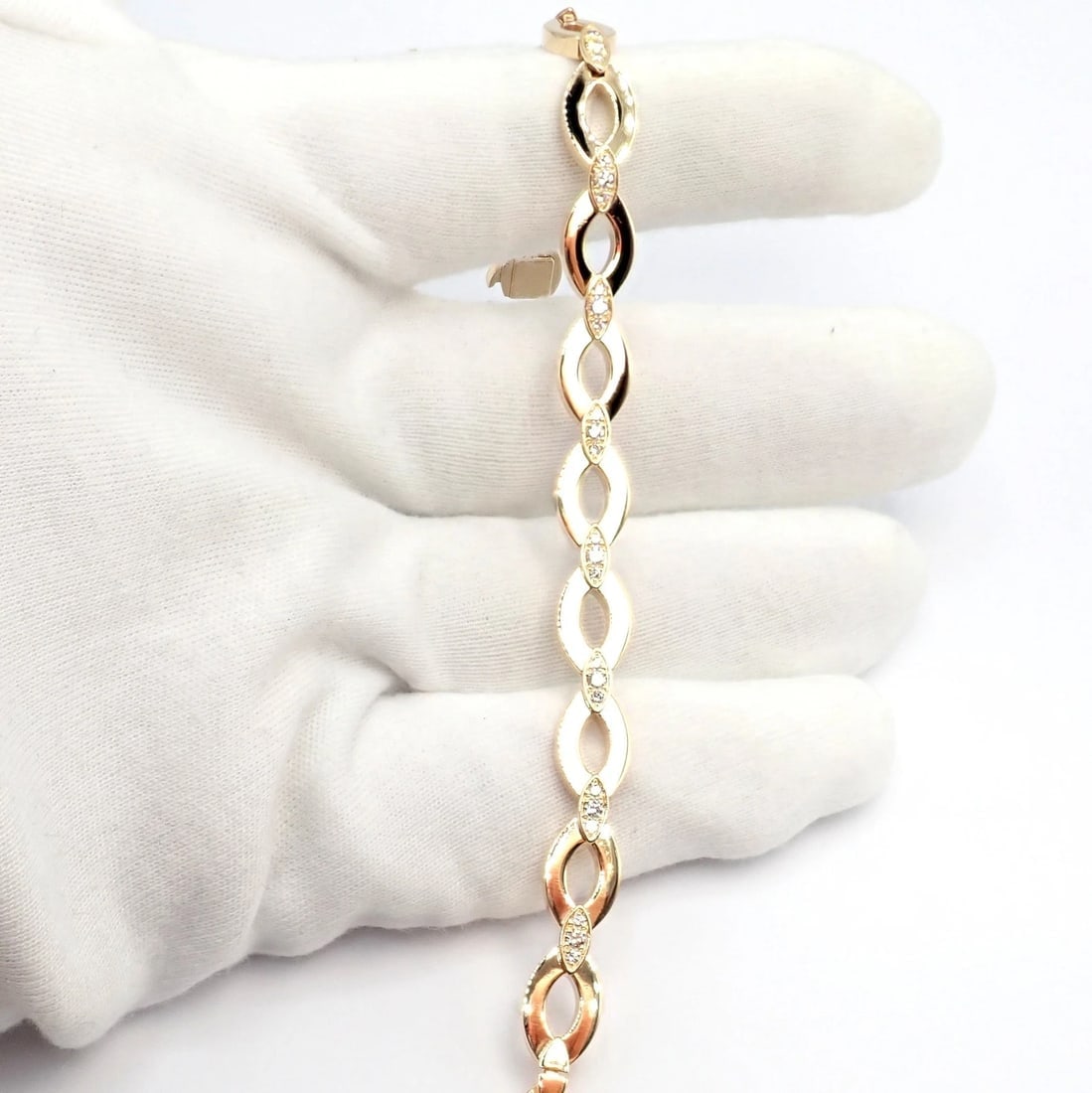 Authentic! Cartier 18K Yellow Gold Diamond Diadea Link Bracelet Earrings Set - 9