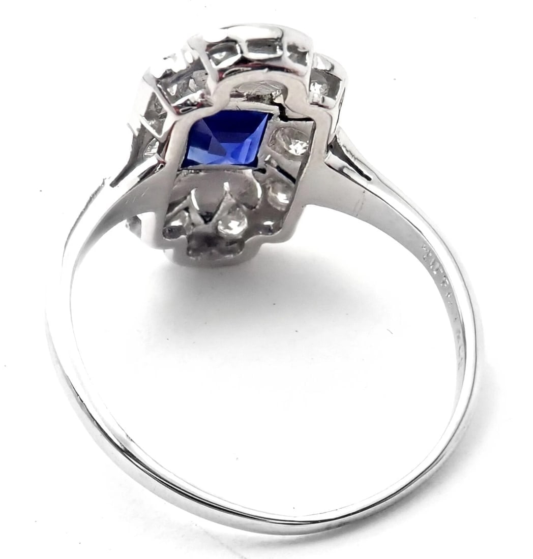 Vintage! Authentic Tiffany & Co Irid Platinum Diamond Sapphire Cocktail Ring - 4