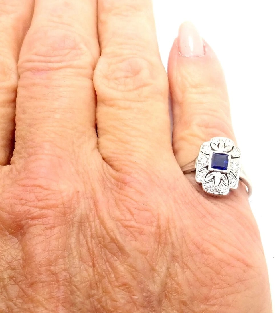 Vintage! Authentic Tiffany & Co Irid Platinum Diamond Sapphire Cocktail Ring - 6