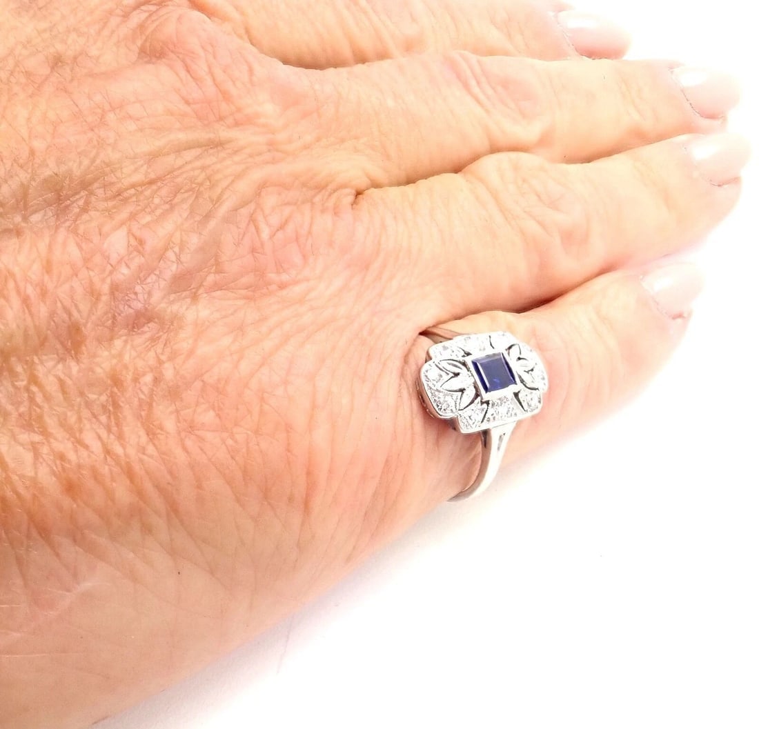Vintage! Authentic Tiffany & Co Irid Platinum Diamond Sapphire Cocktail Ring - 7