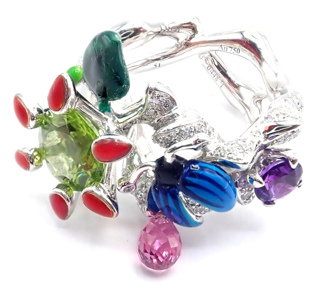 Christian Dior Milly Carnivora Epinosa 18k Gold Diamond Peridot Tourmaline Ring - 5