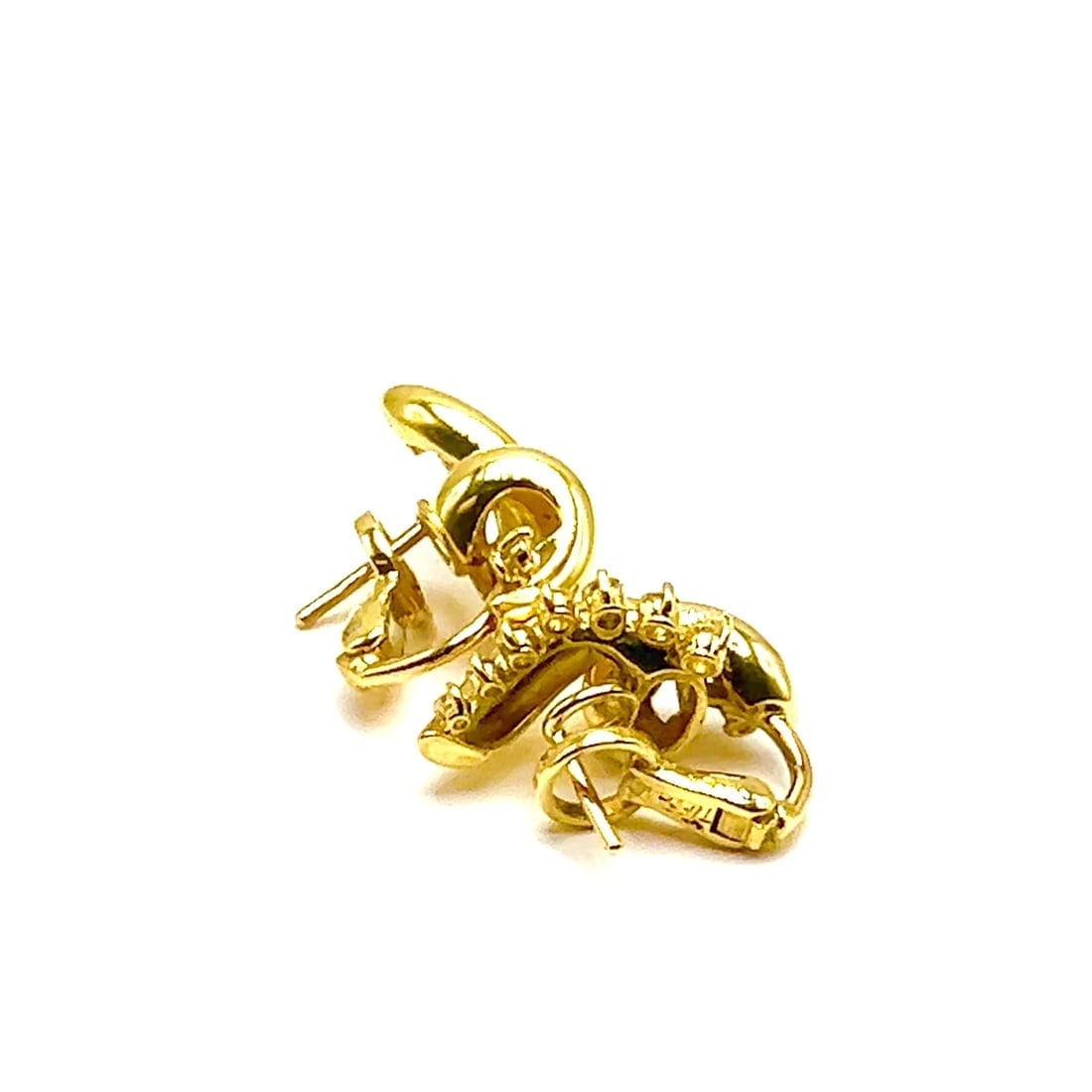 Rare! Authentic Tiffany & Co 18k Yellow Gold Diamond Swirl Earrings - 2