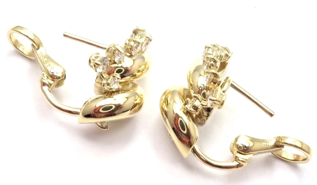 Rare! Authentic Tiffany & Co 18k Yellow Gold Diamond Swirl Earrings - 6