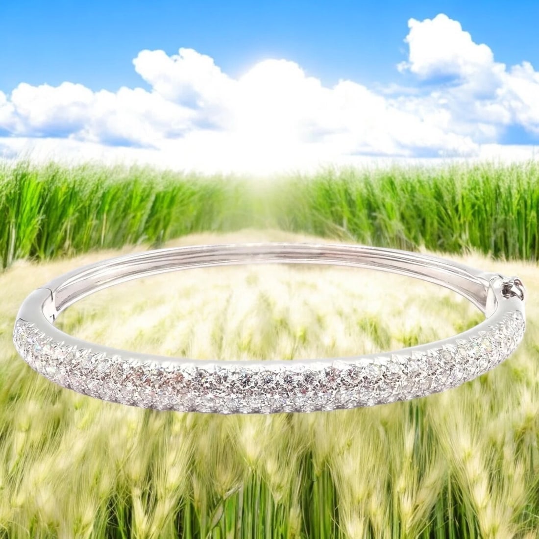 Authentic! Van Cleef & Arpels Eve 18k White Gold Diamond Bangle Bracelet Paper - 2