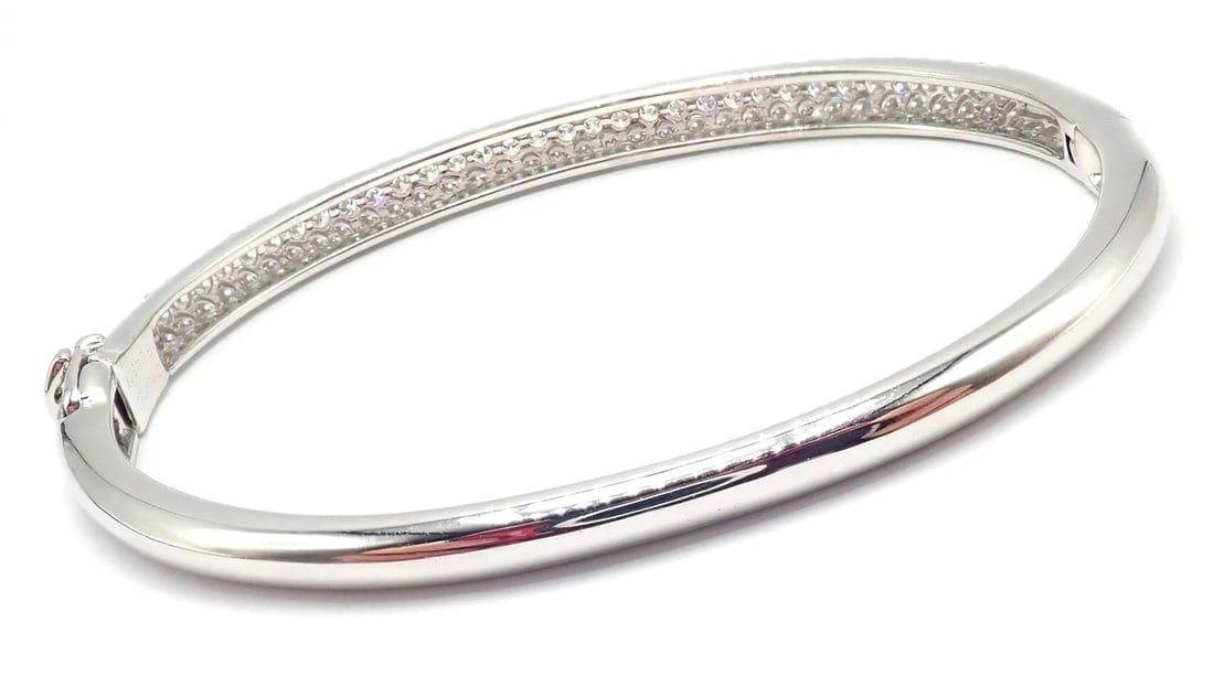 Authentic! Van Cleef & Arpels Eve 18k White Gold Diamond Bangle Bracelet Paper - 6
