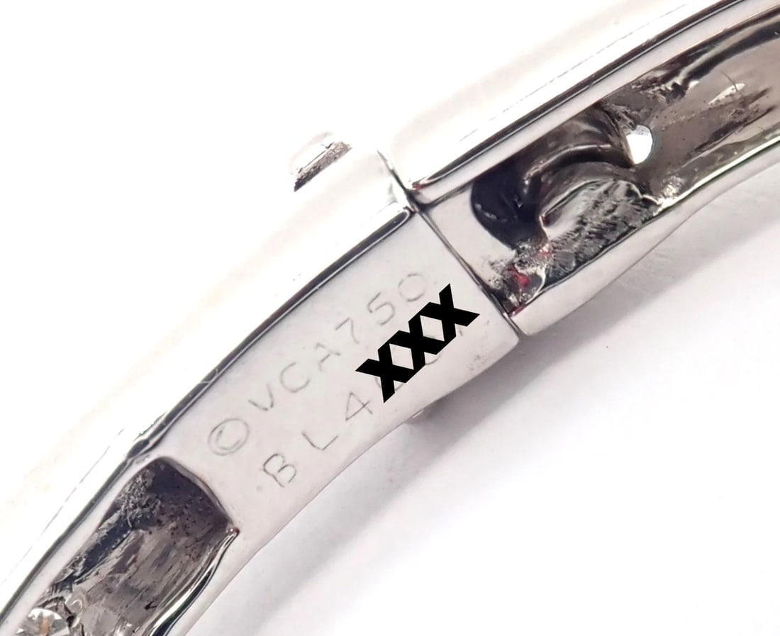 Authentic! Van Cleef & Arpels Eve 18k White Gold Diamond Bangle Bracelet Paper - 7