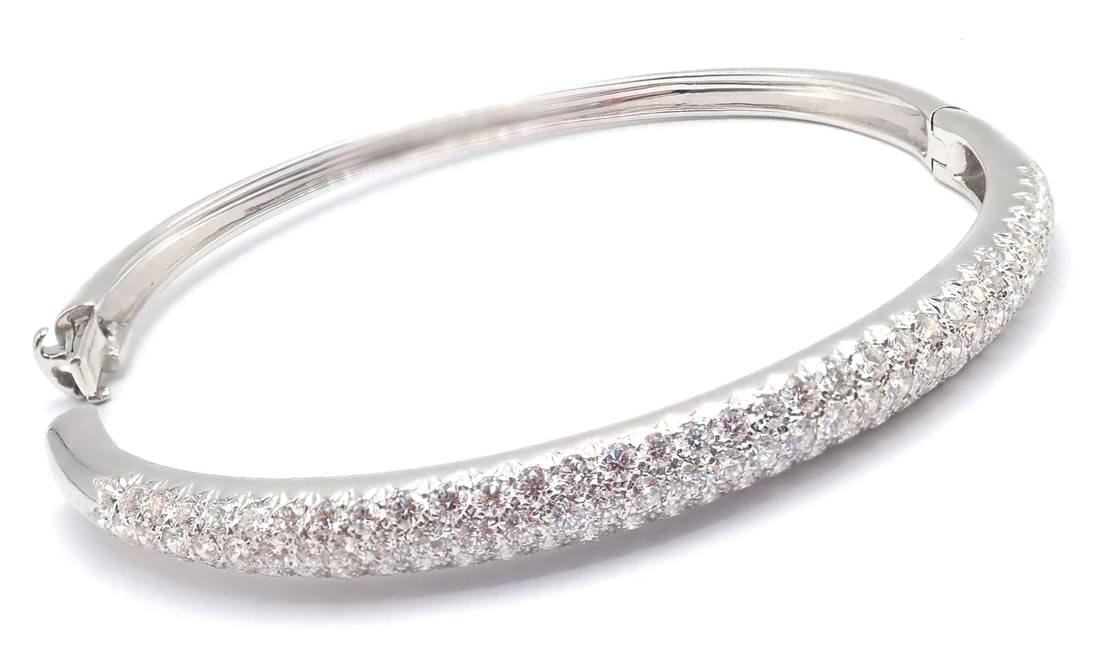 Authentic! Van Cleef & Arpels Eve 18k White Gold Diamond Bangle Bracelet Paper - 8