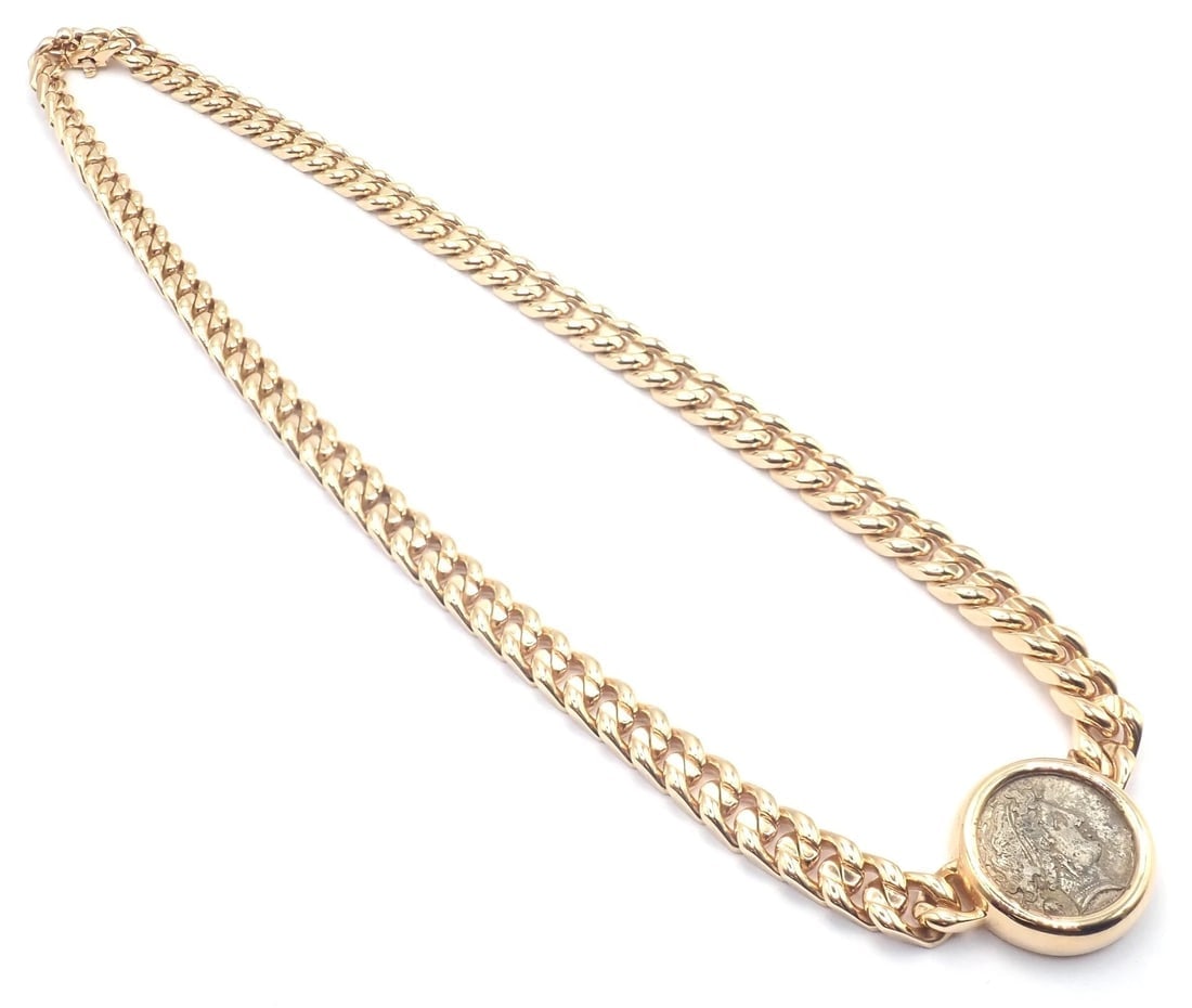 Rare! Bvlgari Bulgari 18k Yellow Gold Antique Coin Monete Link Necklace - 10