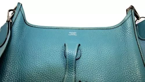Authentic! Hermes Evelyne Blue Jean Clemence Leather PM Handbag Purse - 7