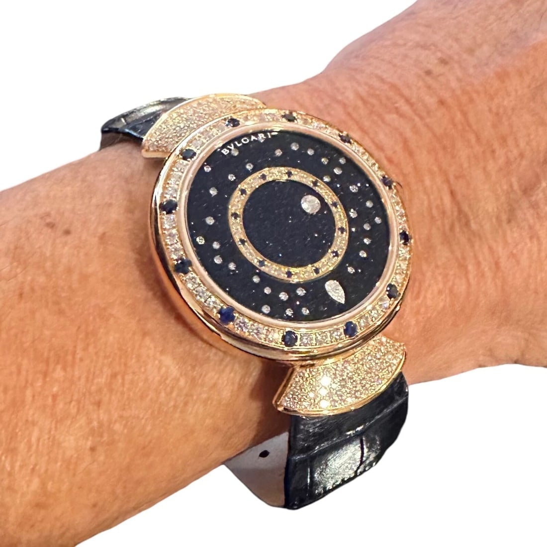 Bulgari 18k Rose Gold Diamond Sapphire Divas Dream Automatic Roman Night Watch - 7