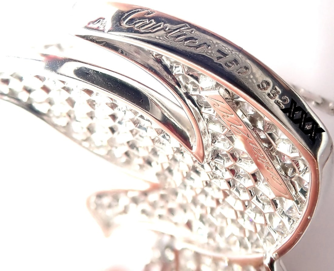 Authentic! Cartier Colombe Dove Of Peace 18k White Gold Diamond Necklace Paper - 5