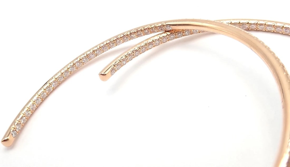 Authentic! Cartier Juste un Clou 18k Rose Gold Diamond Nail Hoop Earrings Paper - 6