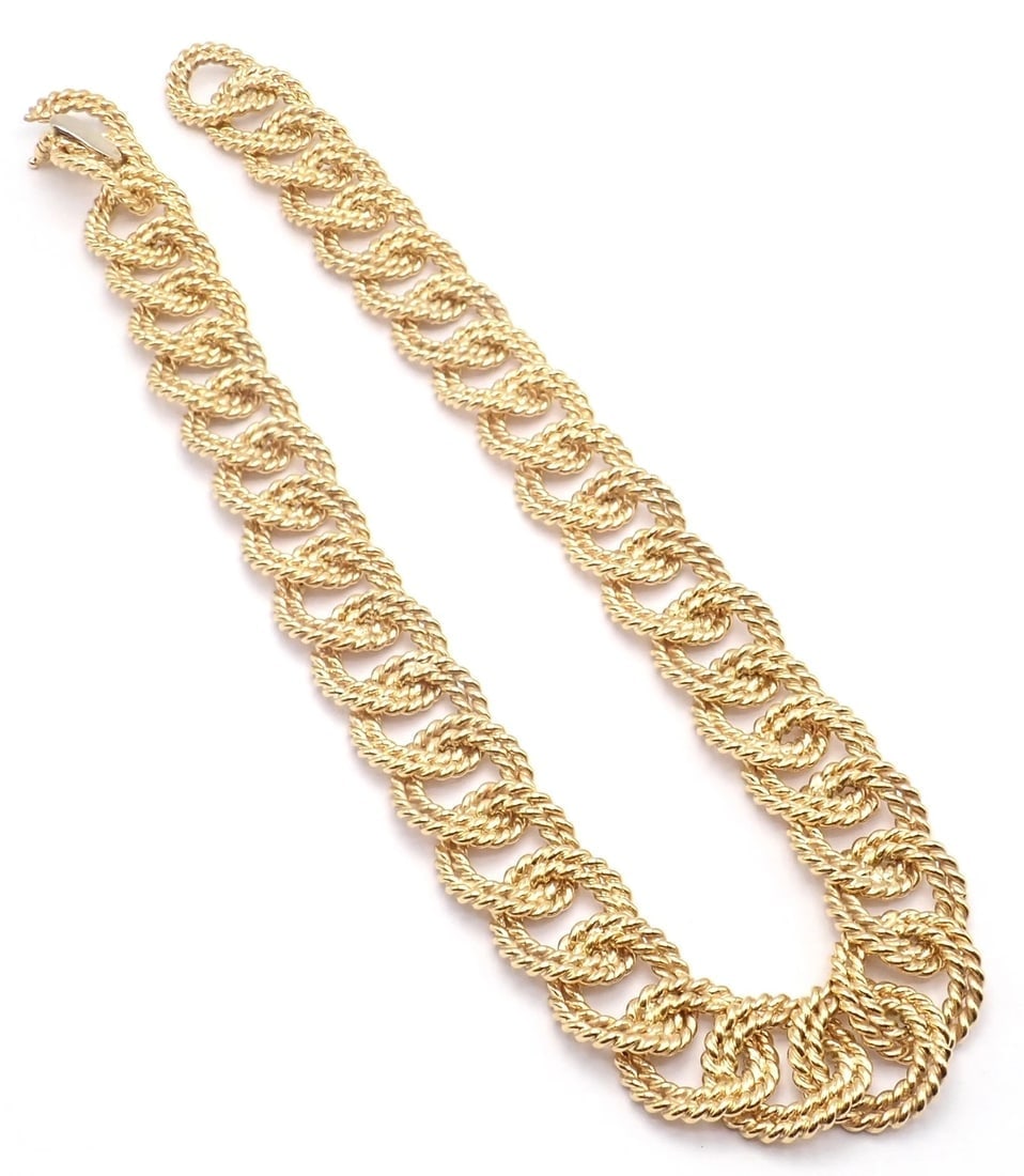 Rare! Authentic Verdura 18k Yellow Gold Rope Link Choker Necklace - 7