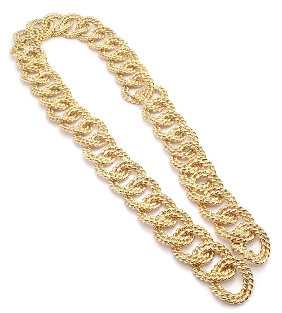 Rare! Authentic Verdura 18k Yellow Gold Rope Link Choker Necklace - 8