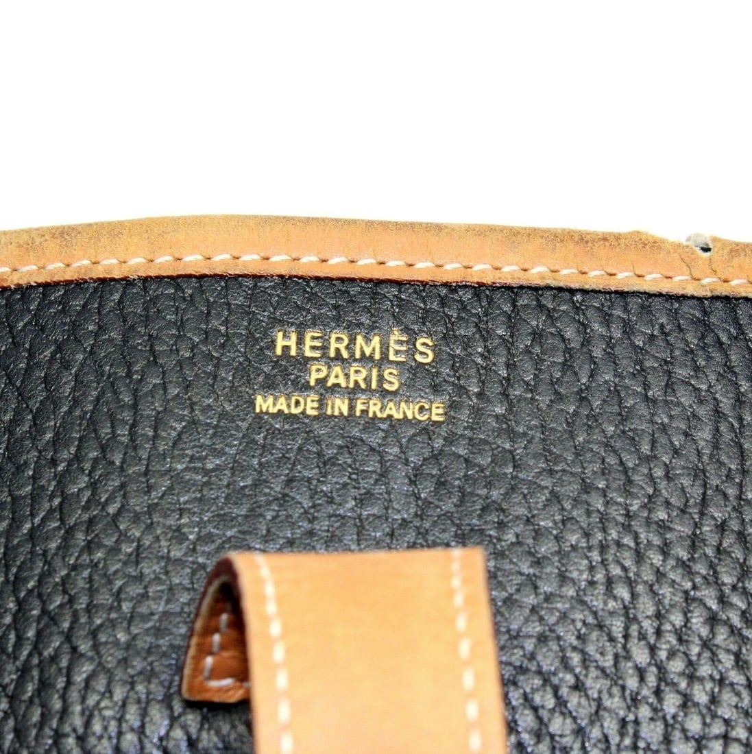 Authentic! Hermes Evelyne Black + Brown Trim Leather GM Handbag Purse - 5