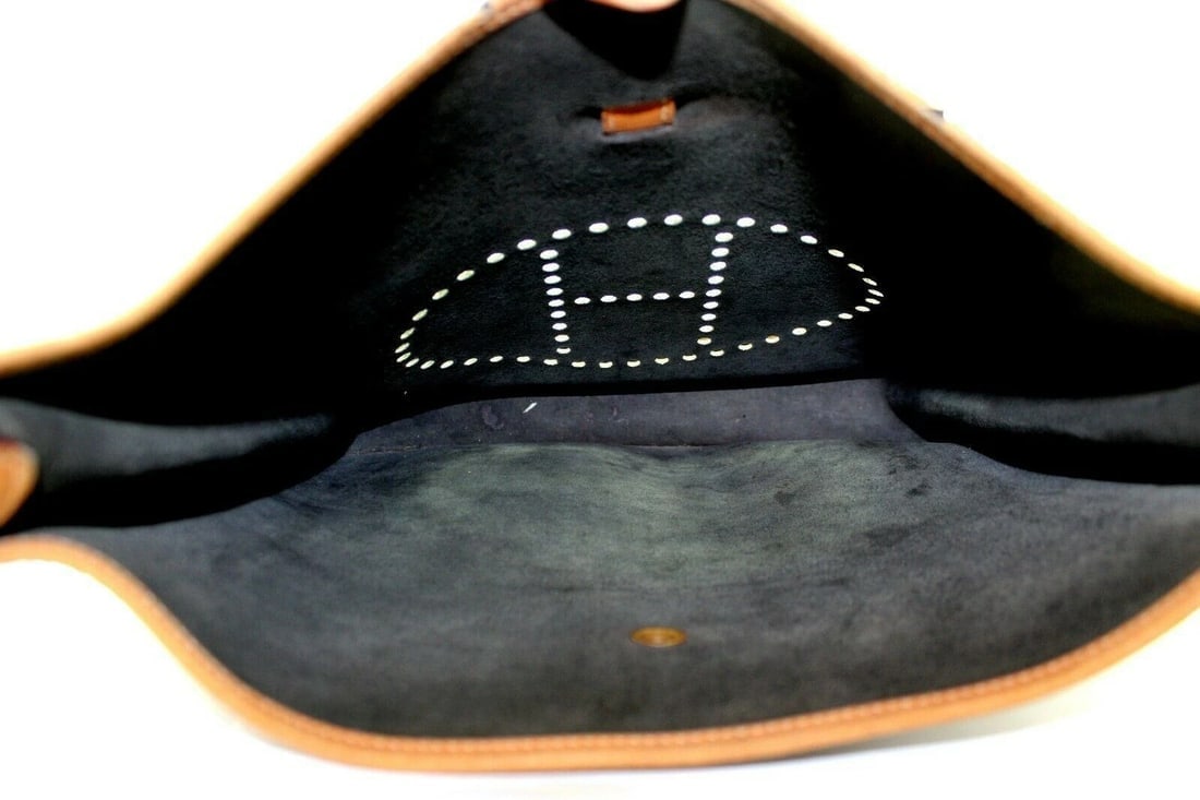Authentic! Hermes Evelyne Black + Brown Trim Leather GM Handbag Purse - 7