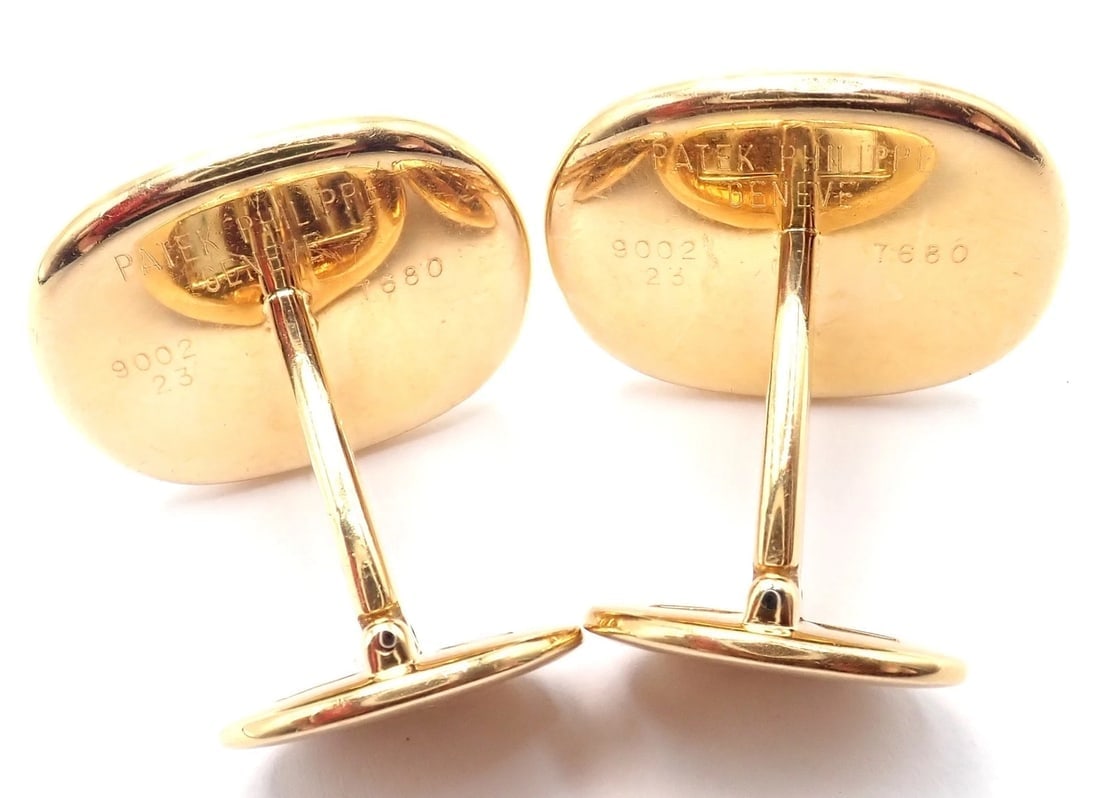 Rare! Patek Philippe 18k Yellow Gold Italian Flag Colors Enamel Large Cufflinks - 10