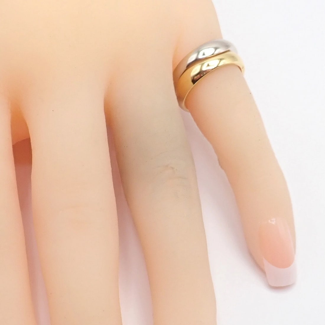 Authentic! Cartier 18k Yellow + White Gold Two Stacking Puzzle Band Ring Size 50 - 11